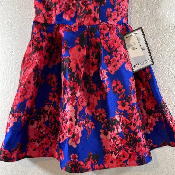 B.DARLIN Floral Print Blue Strapless Fit & Flare Dress Size 3/4 NEW - Picture 5 of 11